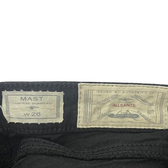 AllSaints Mast Skinny Jeans Croc Black Women’s Size 26 Low Rise Stretch Denim - Picture 12 of 13